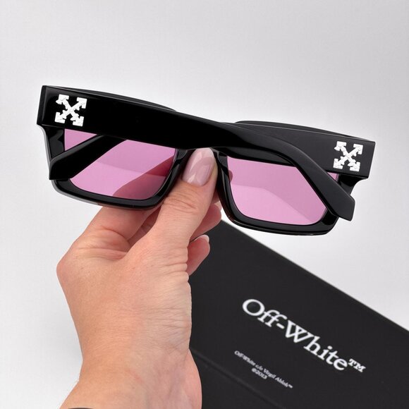 Off-White VIRGIL Sunglasses – Black Square Frame Pink Lense | Model OERI008 1030 - Picture 2 of 11